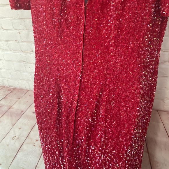 VGT 60’s SYLVIA ANN sequin cherry red dress size large - Picture 8 of 15
